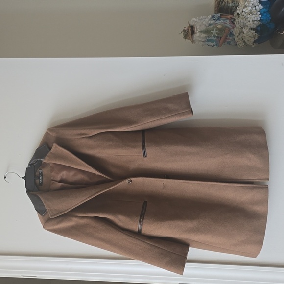New Lauren Ralph Lauren Faux Leather Trim Wool Blend Coat Size 12 - Picture 3 of 4